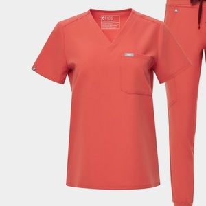 FIGS Catarina one pocket scrub top, Clay.